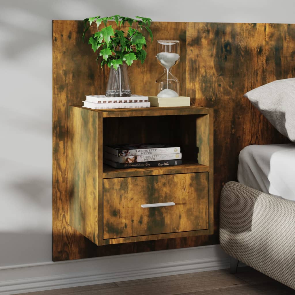 vidaXL Wall-mounted Bedside Cabinets 2 pcs Smoked Oak 3