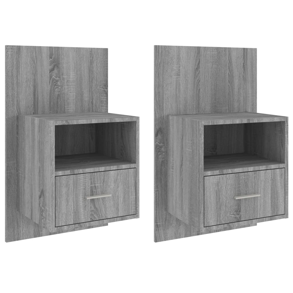 vidaXL Wall-mounted Bedside Cabinets 2 pcs Grey Sonoma 2