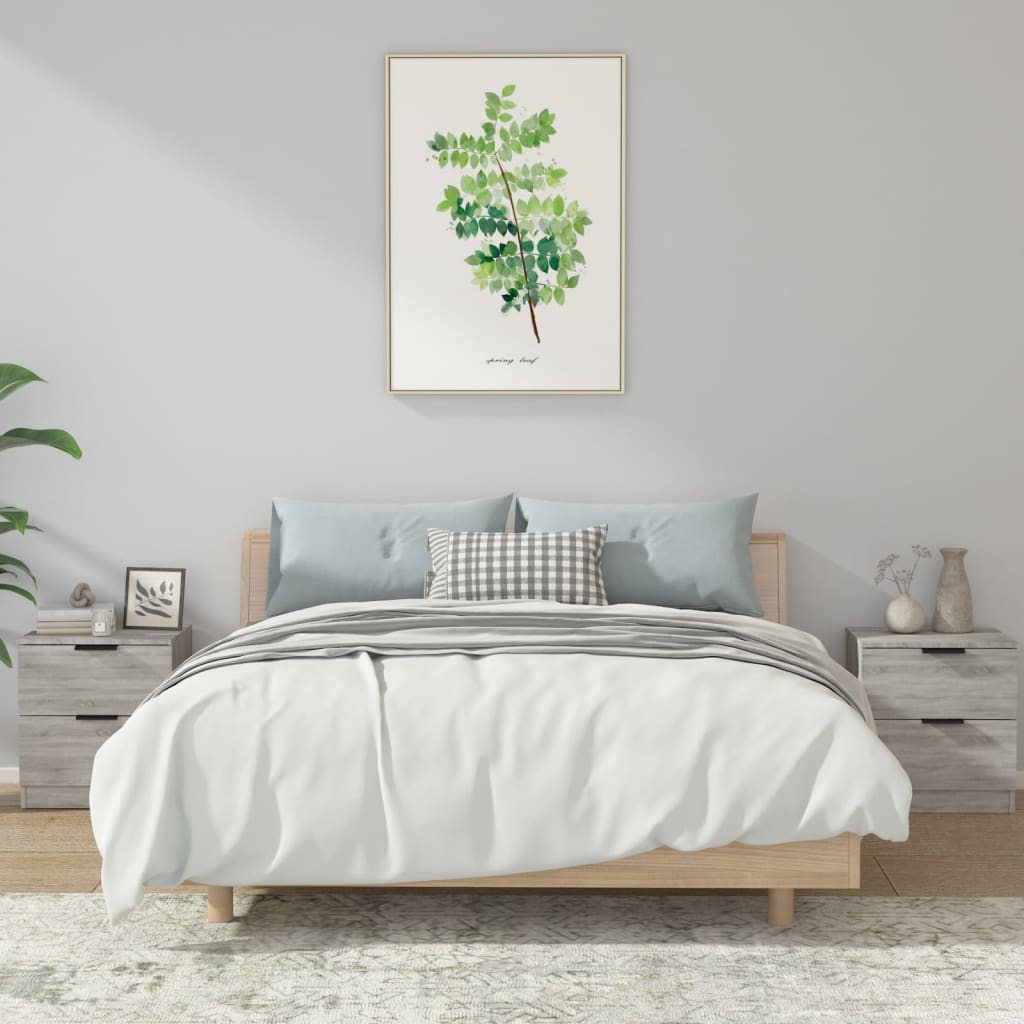 vidaXL Bedside Cabinets 2 pcs Grey Sonoma Engineered Wood 1