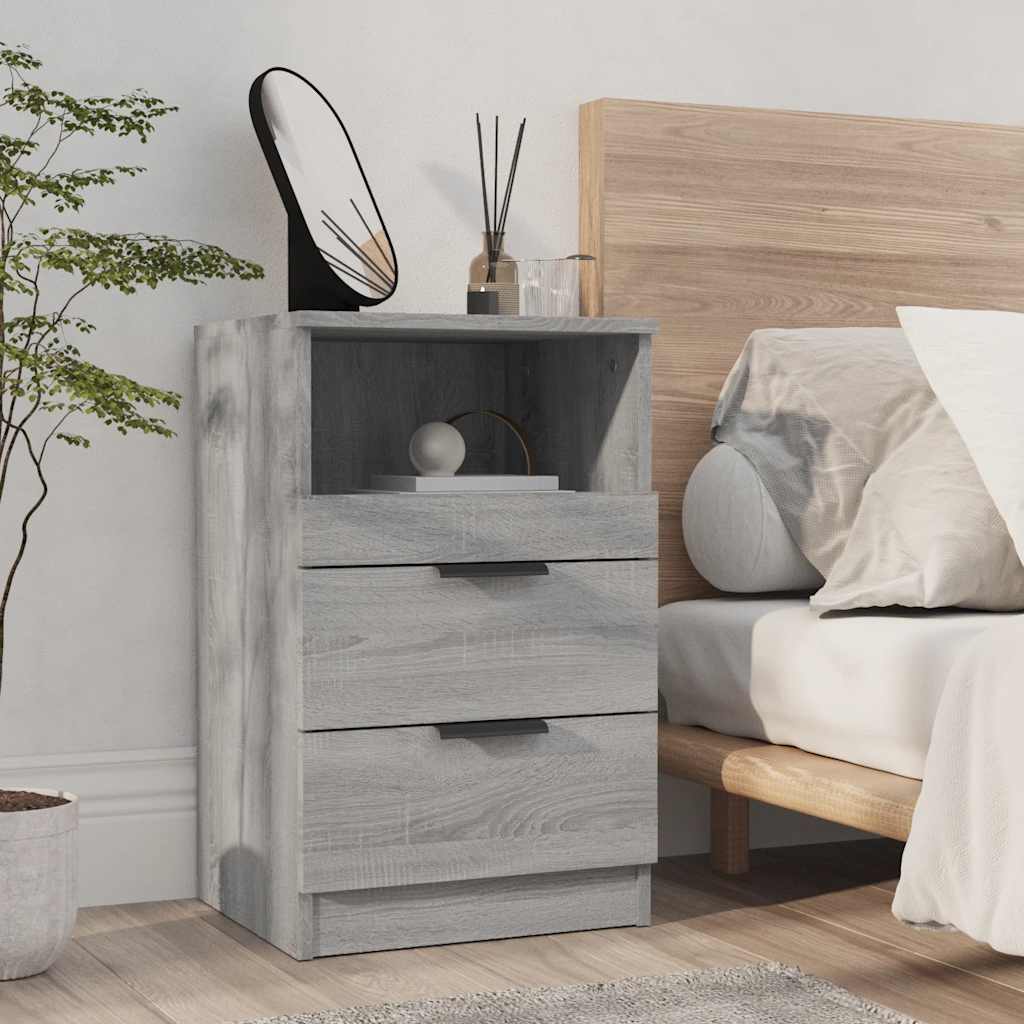 vidaXL Bedside Cabinets 2 pcs Grey Sonoma Engineered Wood 3