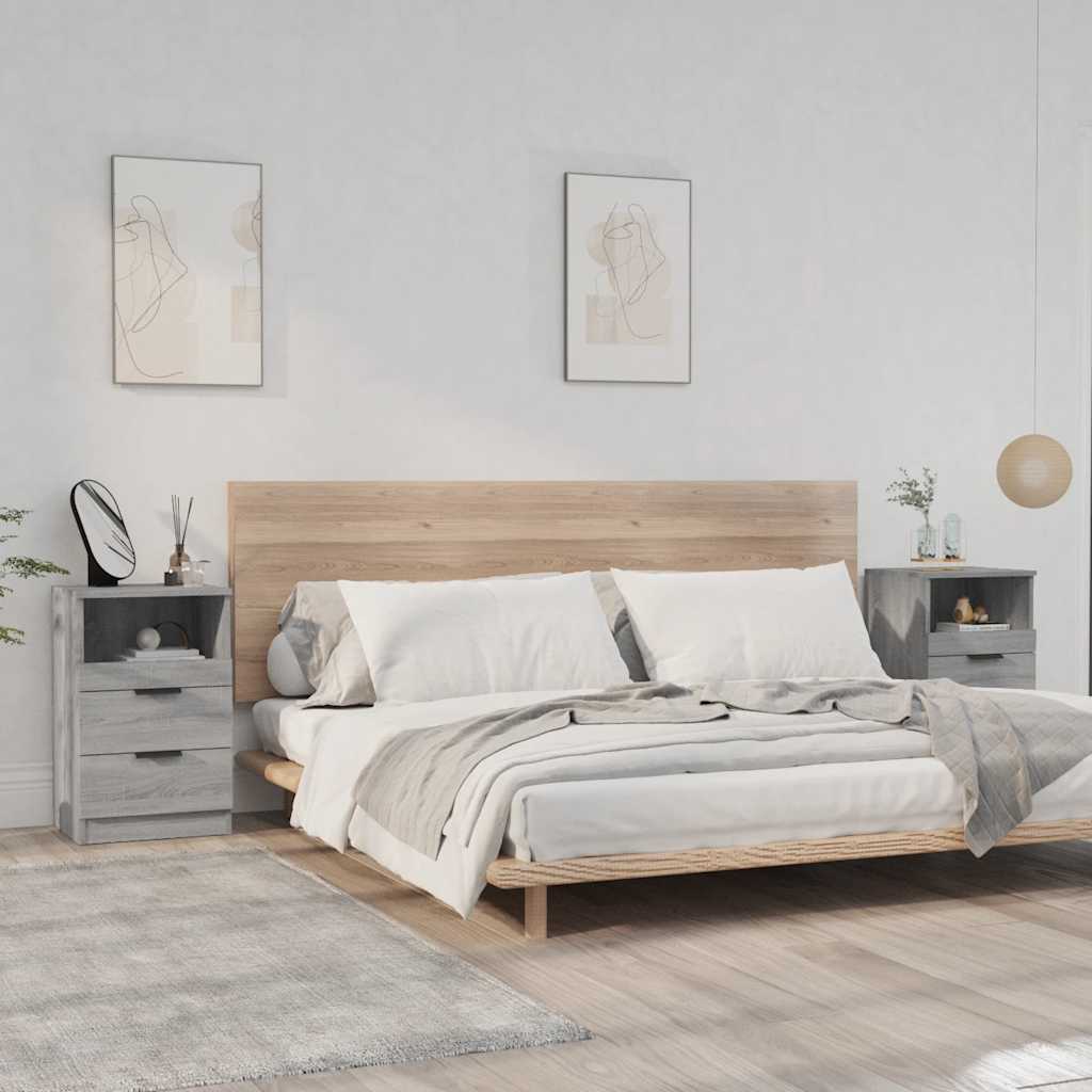 vidaXL Bedside Cabinets 2 pcs Grey Sonoma Engineered Wood 1