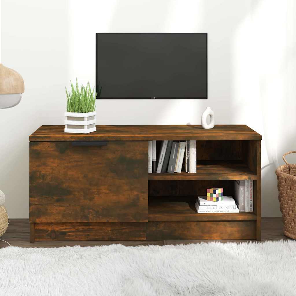 vidaXL TV Cabinet Smoked Oak 80x35x36,5 cm Engineered Wood 1