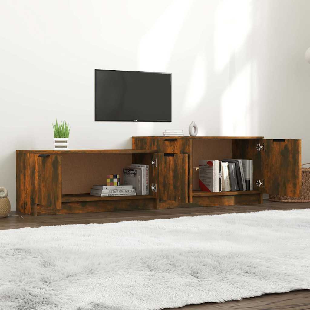vidaXL TV Cabinet Smoked Oak 158,5x36x45 cm Engineered Wood 3