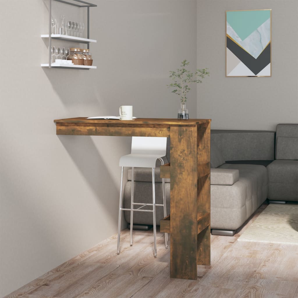 vidaXL Wall Bar Table Smoked Oak 102x45x103.5 cm Engineered Wood 1