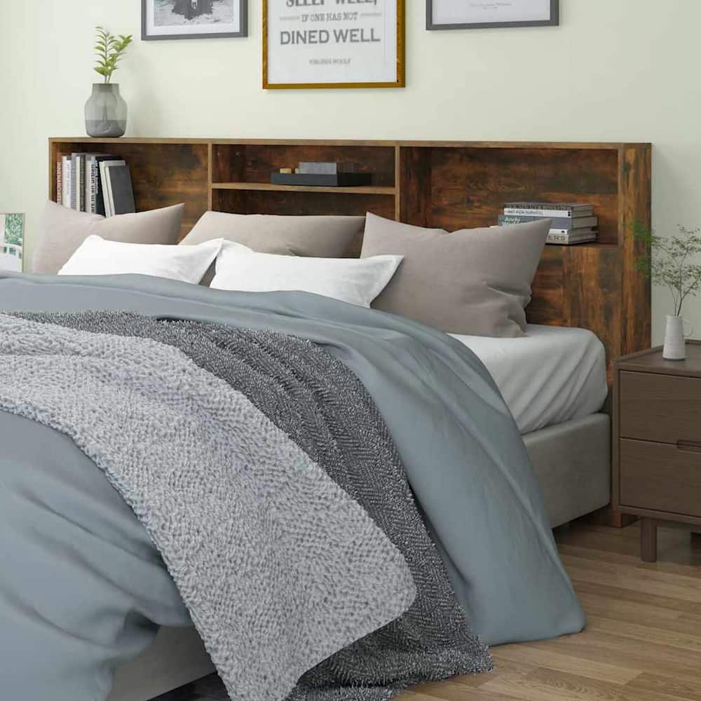 Headboard Cabinet 220x19x101.5 cm Smoked oak