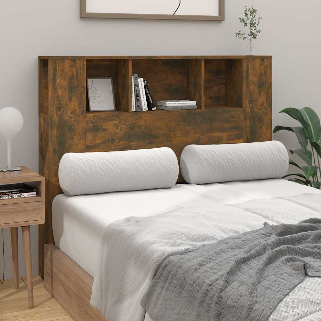 vidaXL Headboard Cabinet Smoked Oak 120x18.5x102.5 cm 3