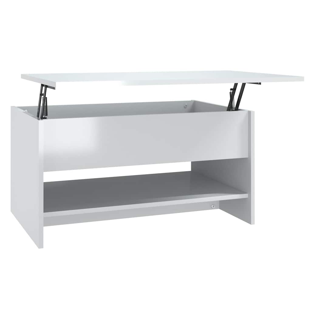 Coffee Table 80x50x40 cm Engineered Wood Width 80 cm High gloss white