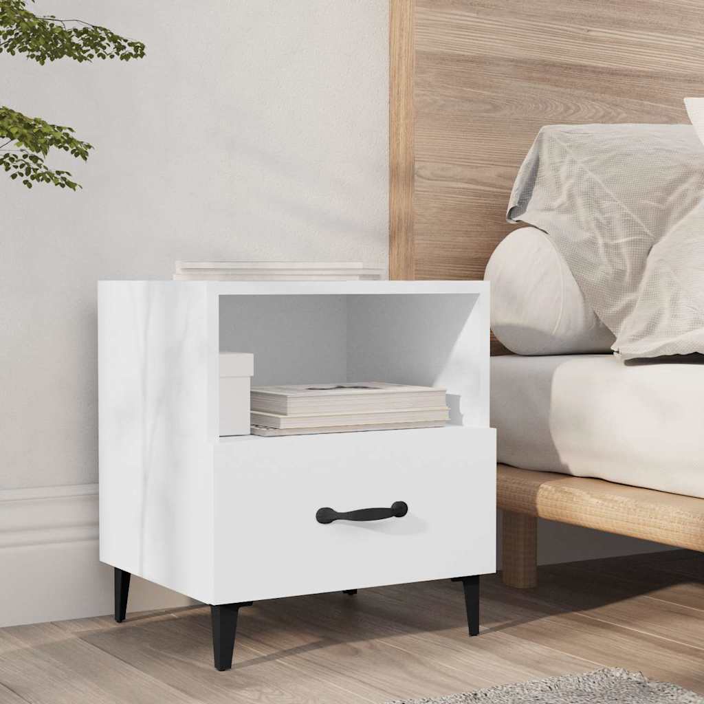 vidaXL Bedside Cabinet White Engineered Wood 1