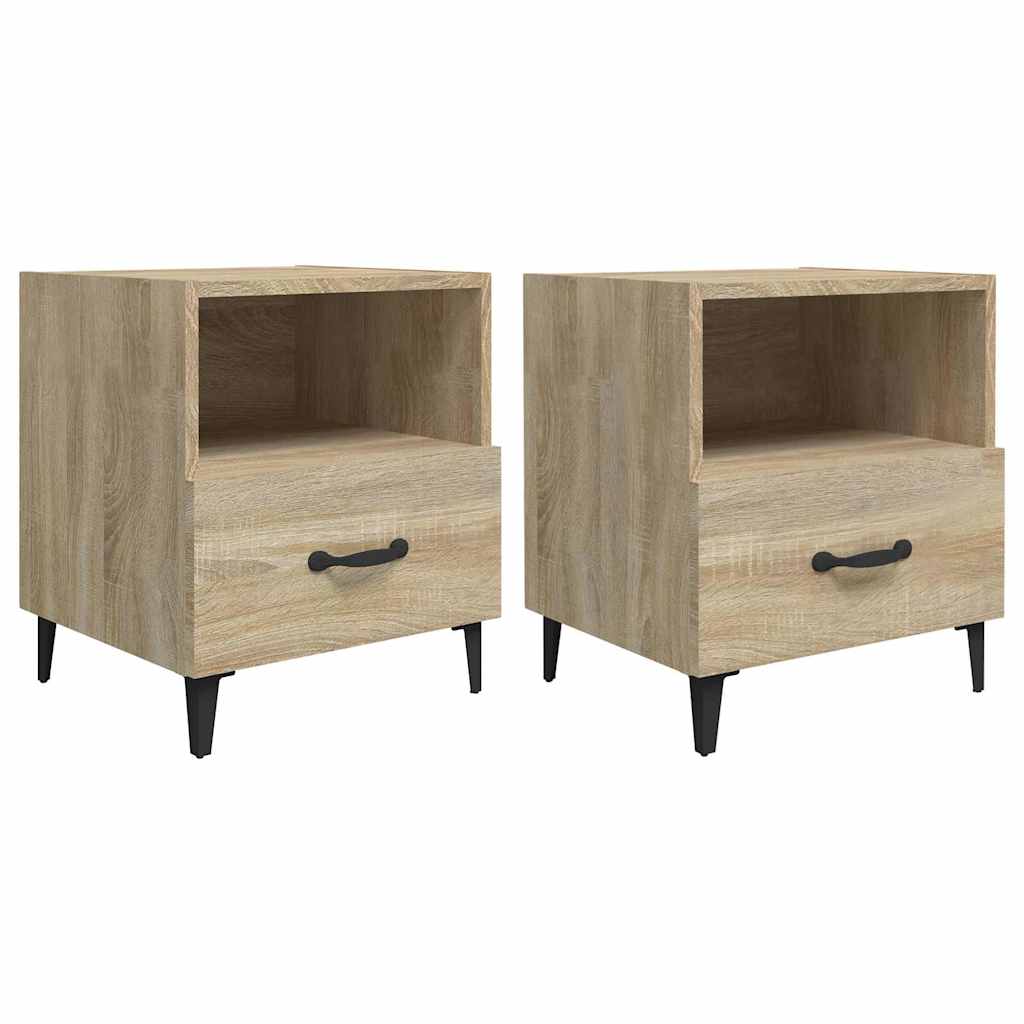 vidaXL Bedside Cabinet | Set of 2 | Sonoma oak | Engineered wood, metal 2