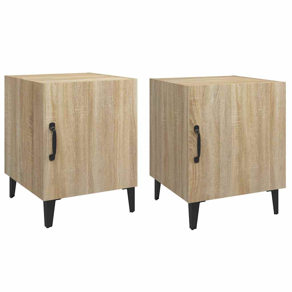 vidaXL Bedside Cabinet | Set of 2 | Sonoma oak | Engineered wood, metal | Medium 2