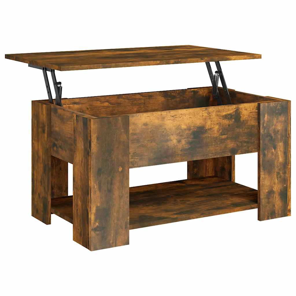 vidaXL Coffee Table Smoked Oak 79x49x41 cm Engineered Wood 2