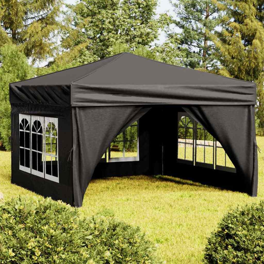 Folding Party Tent with Sidewalls Width 3 m Black 3 m