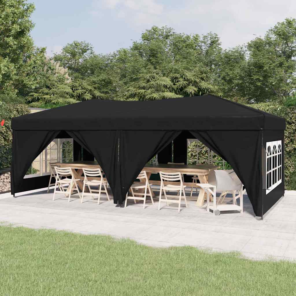 Folding Party Tent with Sidewalls Width 3 m Black 6 m