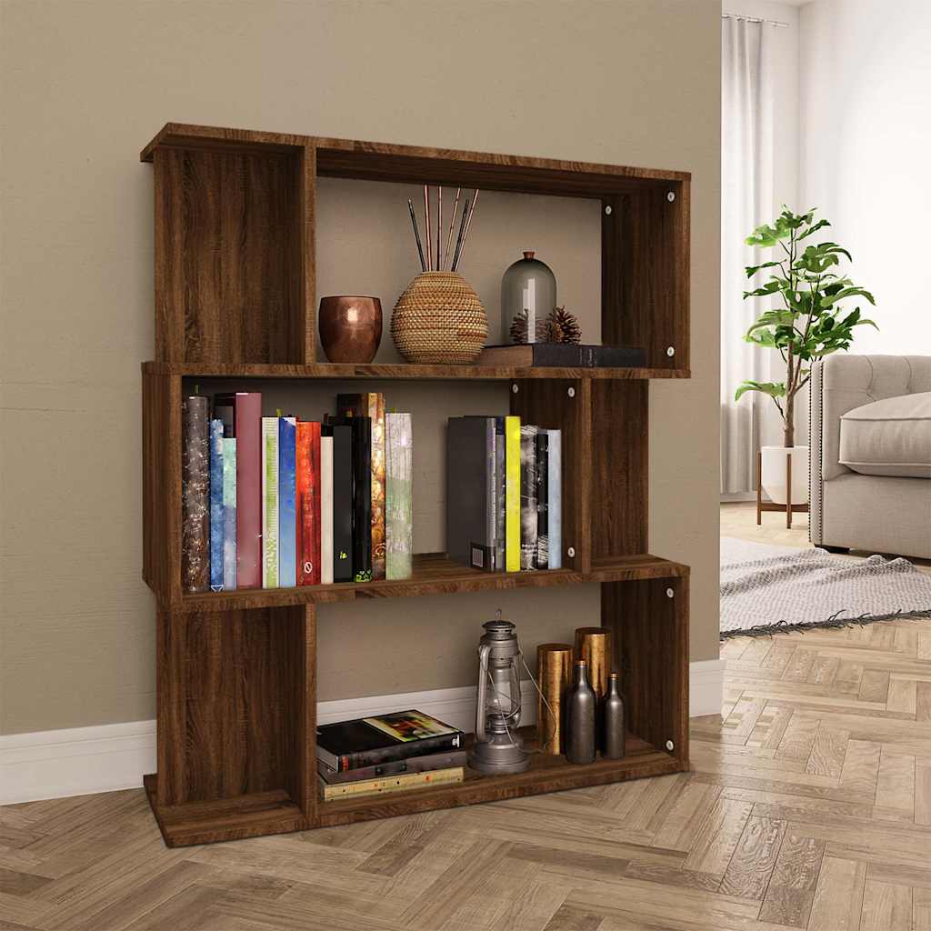 vidaXL Book Cabinet/Room Divider Brown Oak 80x24x96 cm Engineered Wood 3