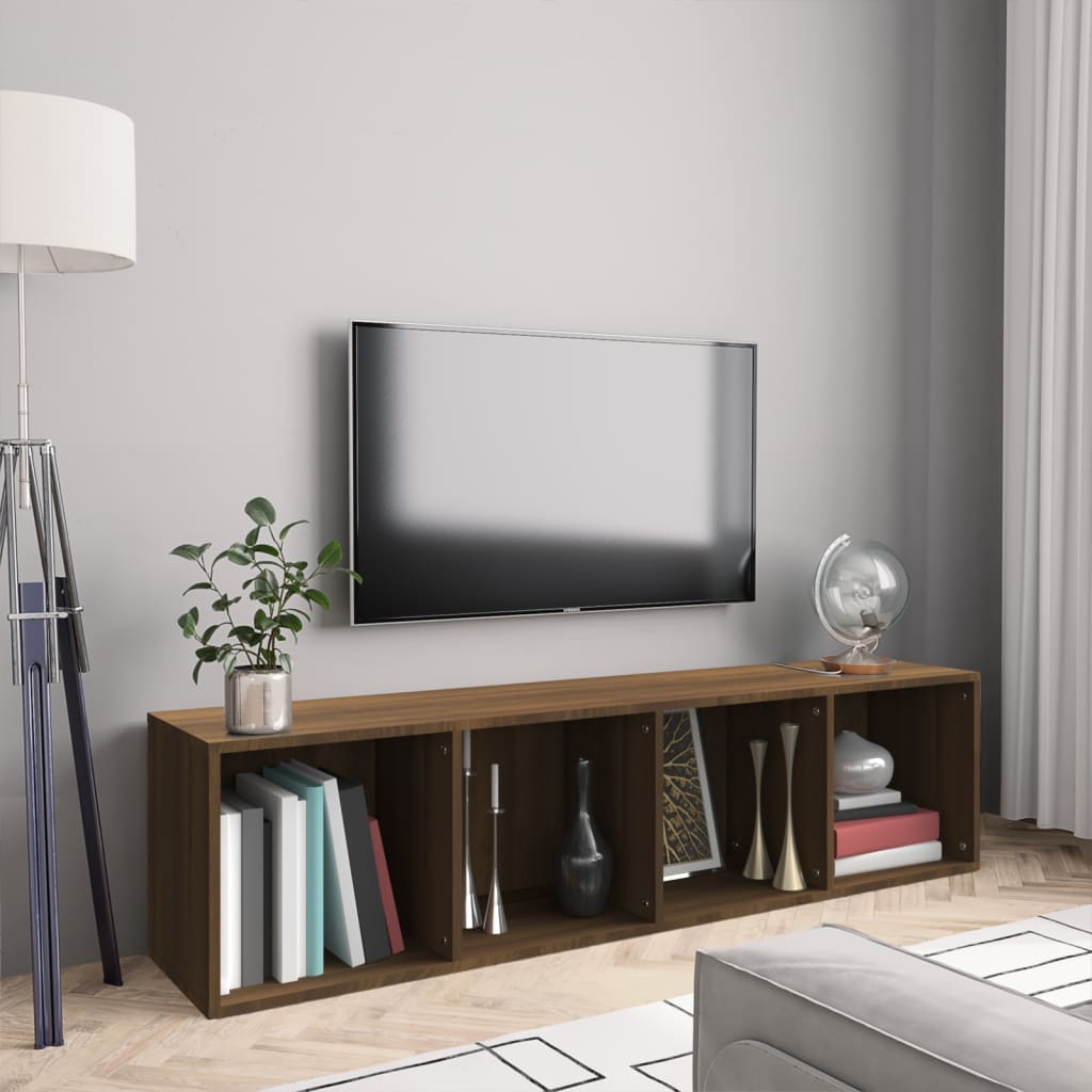 vidaXL Book Cabinet/TV Cabinet Brown Oak 143x30x36cm Engineered Wood 1