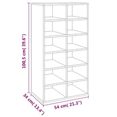 vidaXL Shoe Rack Grey Sonoma 54x34x100.5 cm Engineered Wood 6