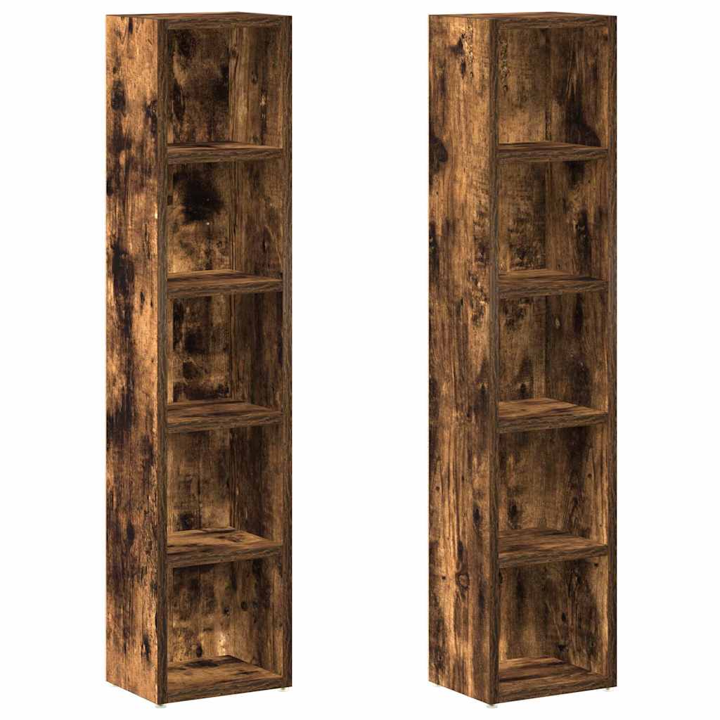 vidaXL CD Cabinets 2 pcs Smoked Oak 21x16x93.5 cm Engineered Wood 2
