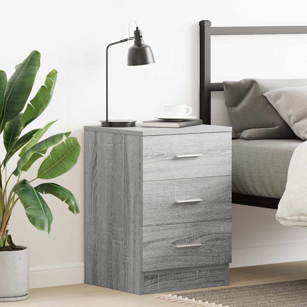 Bedside Cabinet Engineered Wood 1 in Grey Sonoma