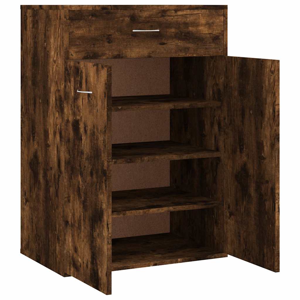 vidaXL Shoe Cabinet Smoked Oak 60x35x84 cm Engineered Wood 6