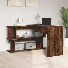 vidaXL Corner Desk Smoked Oak 200x50x76 cm Engineered Wood 3