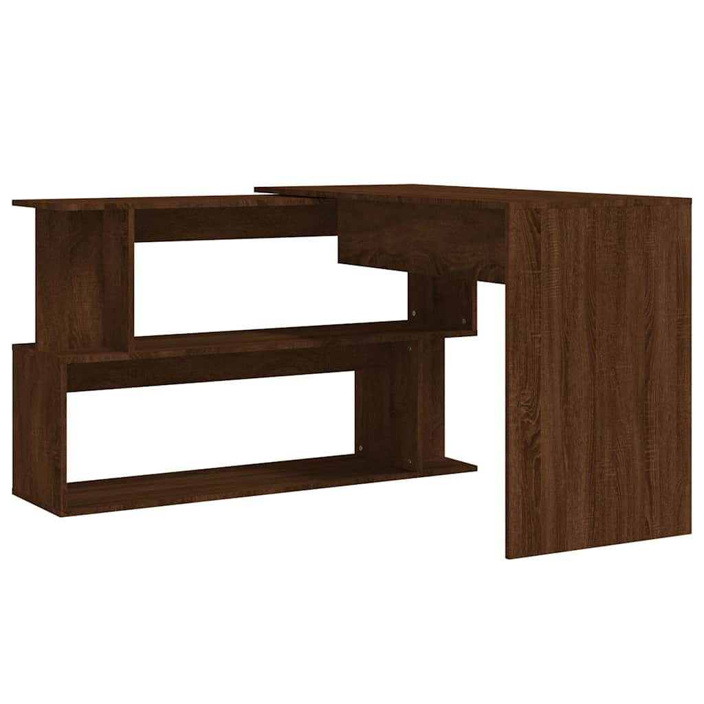 vidaXL Corner Desk Brown Oak 200x50x76 cm Engineered Wood 6