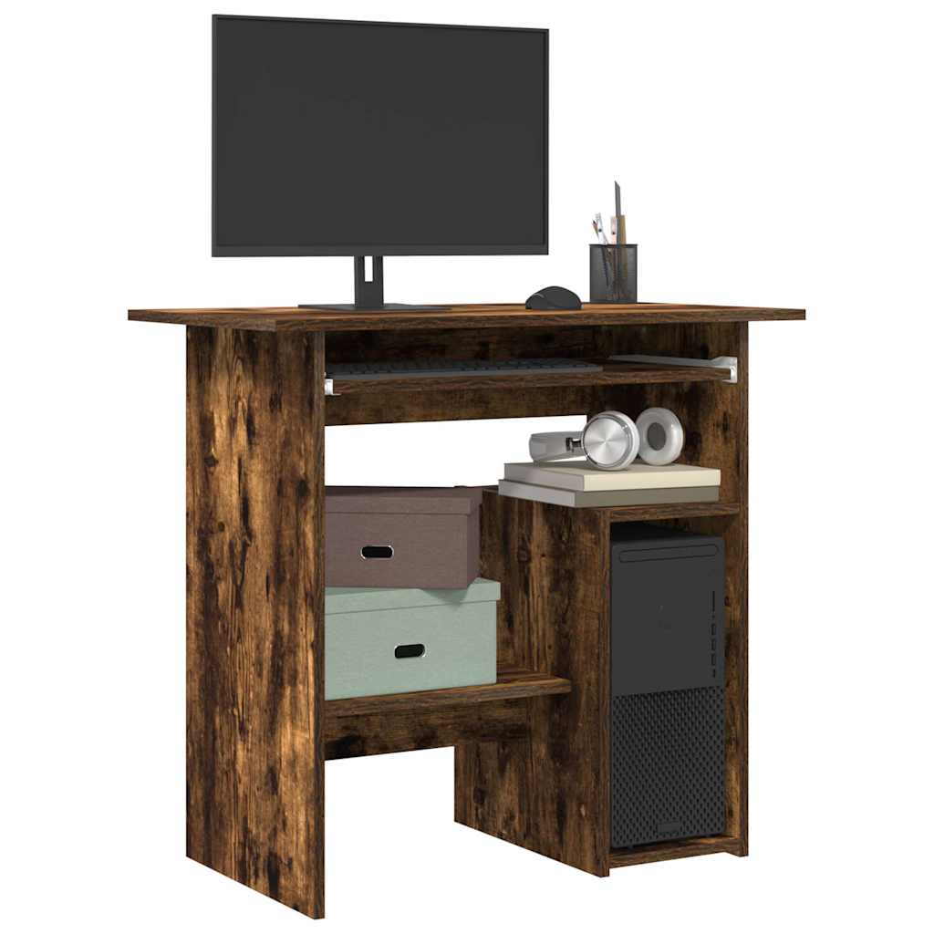 vidaXL Desk Smoked Oak 80x45x74 cm Engineered Wood 1