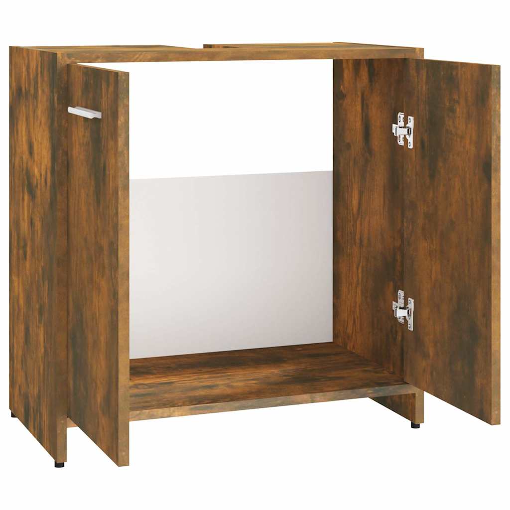 vidaXL Bathroom Cabinet Smoked Oak 60x33x60 cm Engineered Wood 6