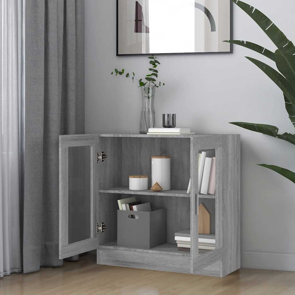 vidaXL Vitrine Cabinet Grey Sonoma 82,5x30,5x80 cm Engineered Wood 3