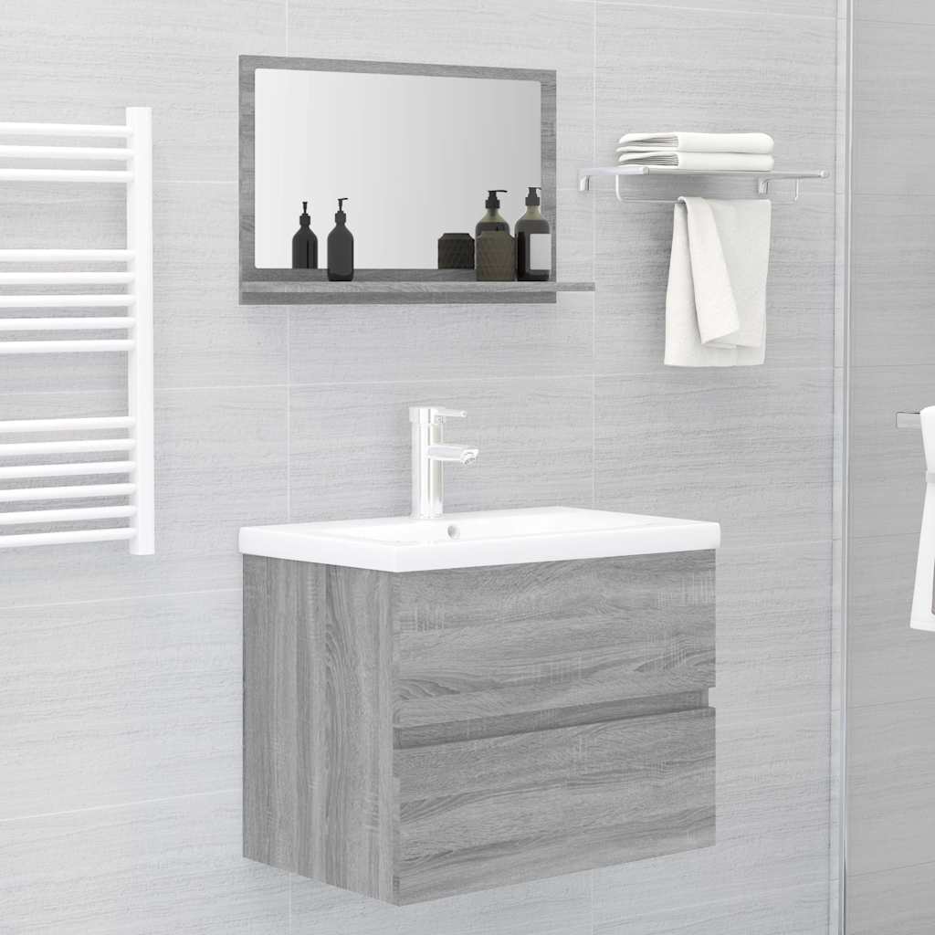 vidaXL Bathroom Mirror Grey Sonoma 60x10.5x37 cm Engineered Wood 5