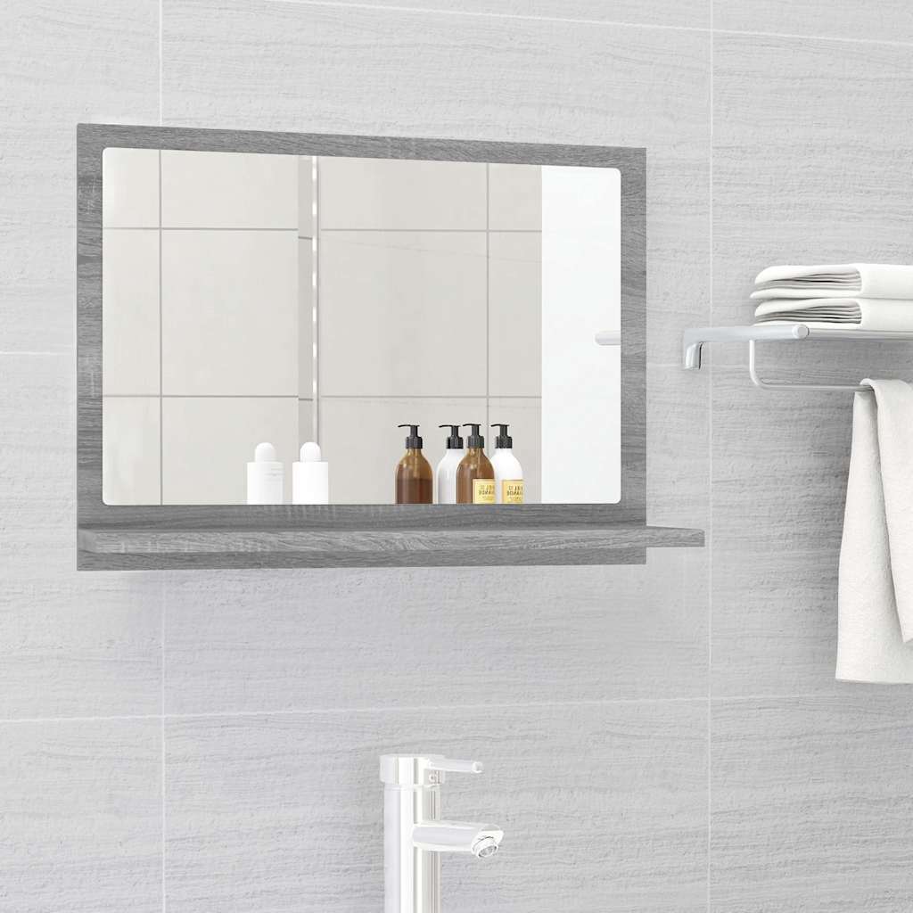 vidaXL Bathroom Mirror Grey Sonoma 60x10.5x37 cm Engineered Wood 1