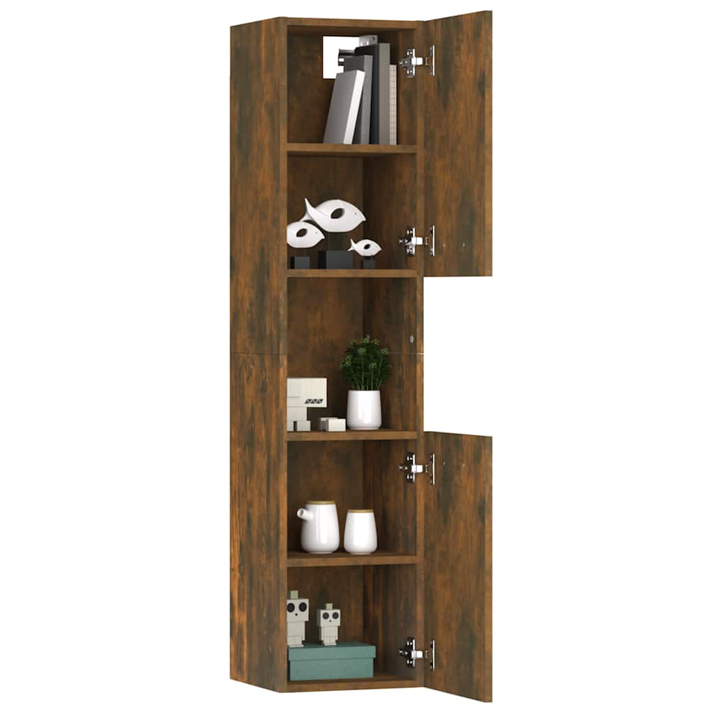 vidaXL Bathroom Cabinet Smoked Oak 30x30x130 cm Engineered Wood 5