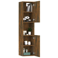 vidaXL Bathroom Cabinet Smoked Oak 30x30x130 cm Engineered Wood 5