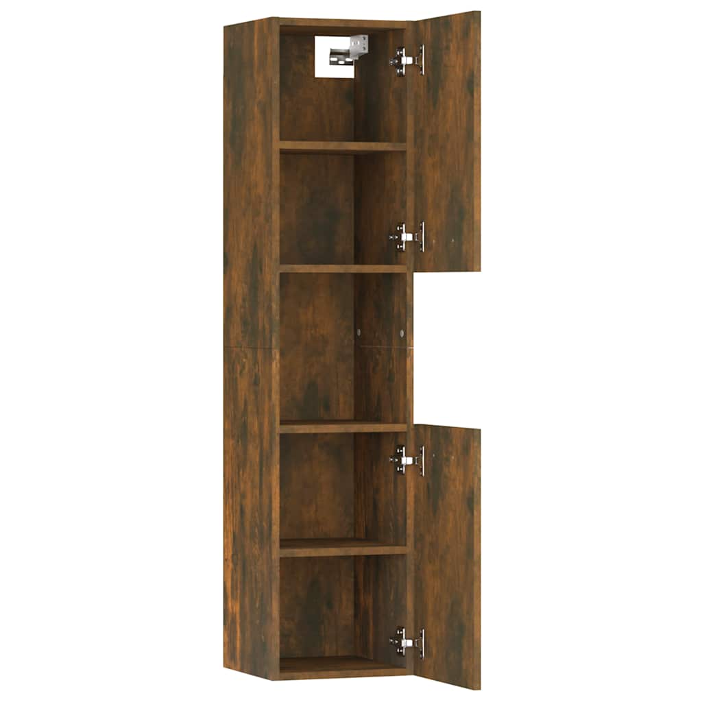 vidaXL Bathroom Cabinet Smoked Oak 30x30x130 cm Engineered Wood 6