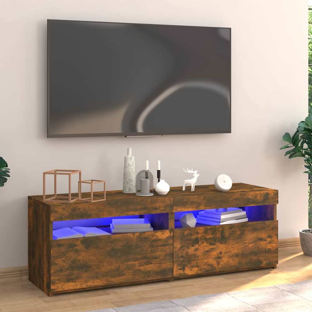 TV Cabinet with LED Lights 120x35x40 cm Smoked oak