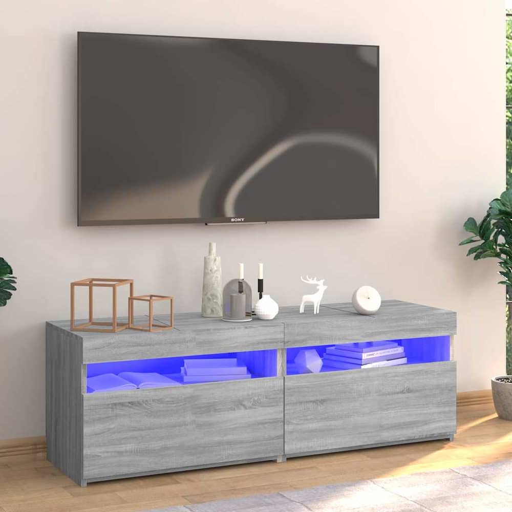 TV Cabinet with LED Lights 120x35x40 cm Grey sonoma