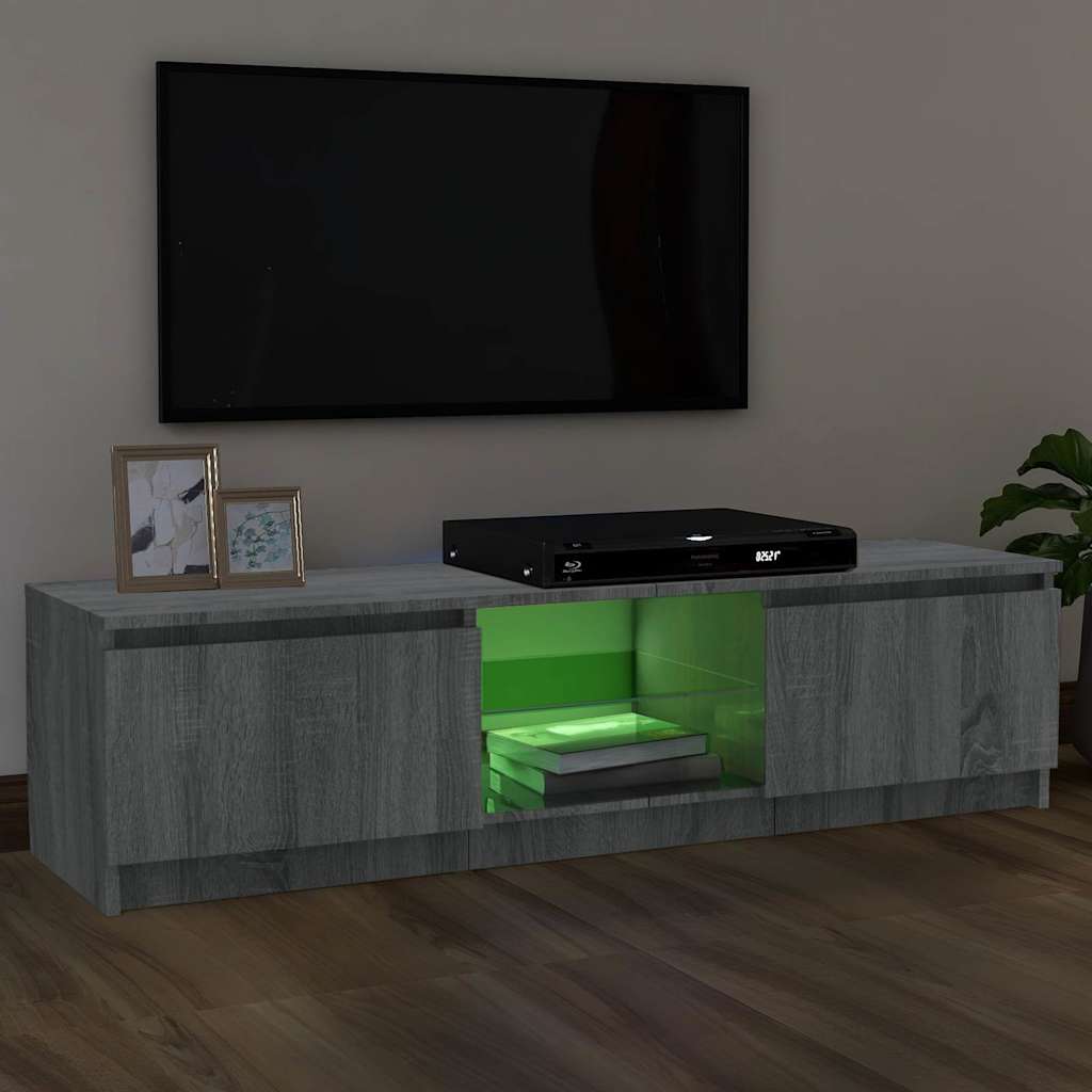 vidaXL TV Cabinet with LED Lights Grey Sonoma 120x30x36 cm 4