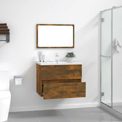 vidaXL 2 Piece Bathroom Furniture Set Smoked Oak Engineered Wood 3