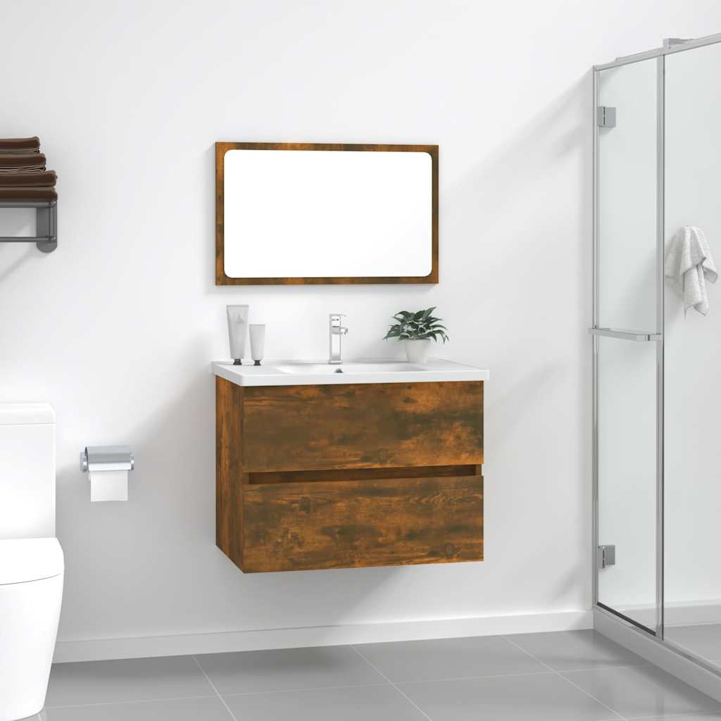 2 Piece Bathroom Furniture Set Engineered Wood in Smoked Oak