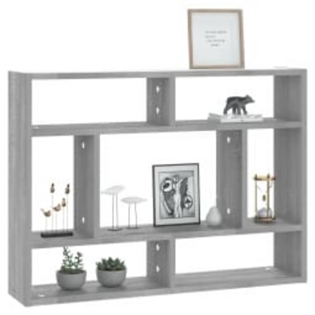 vidaXL Wall Shelf Grey Sonoma 75x16x55 cm Engineered Wood 3
