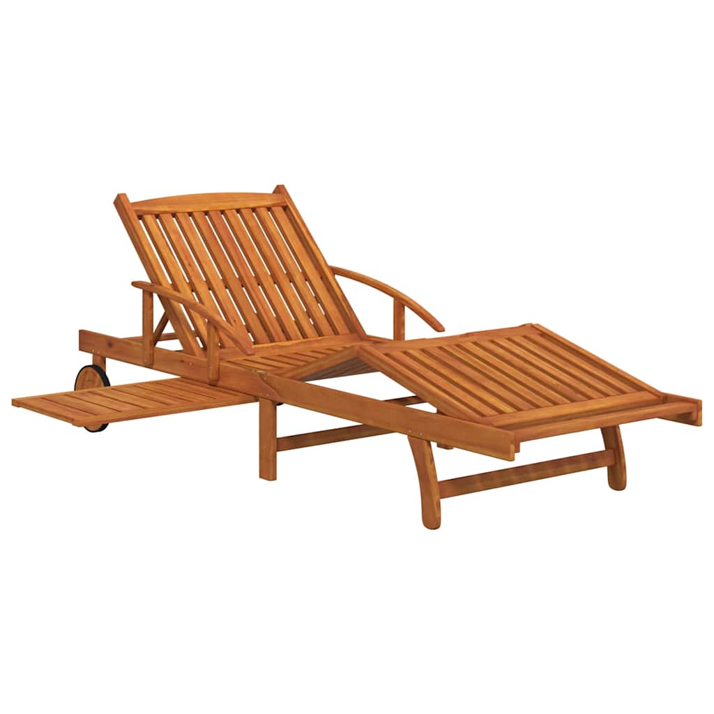 Sun Lounger Solid Acacia Wood 2 sunloungers with table
