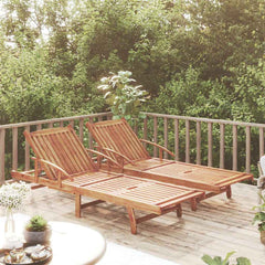 Sun Lounger Solid Acacia Wood 2 sunloungers