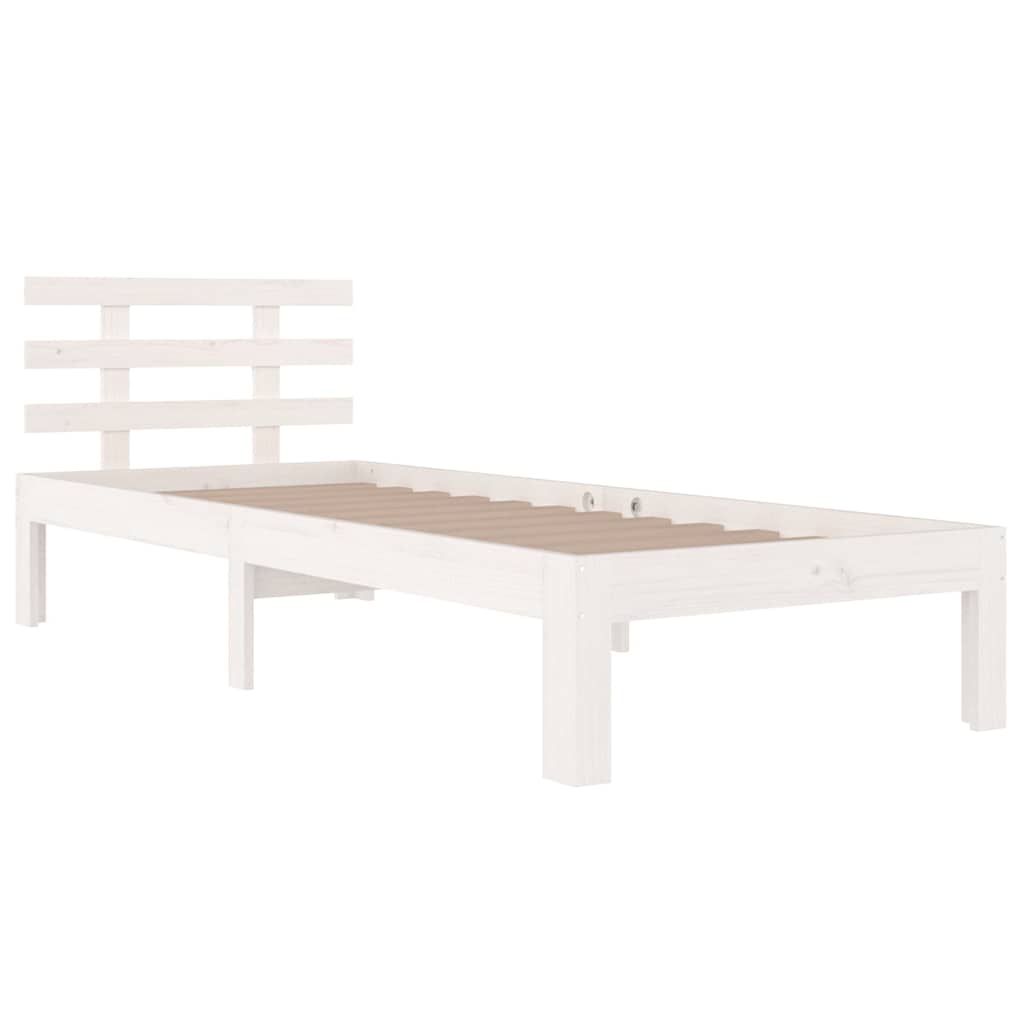 vidaXL Bed Frame without Mattress White Solid Wood 90x200 cm 3