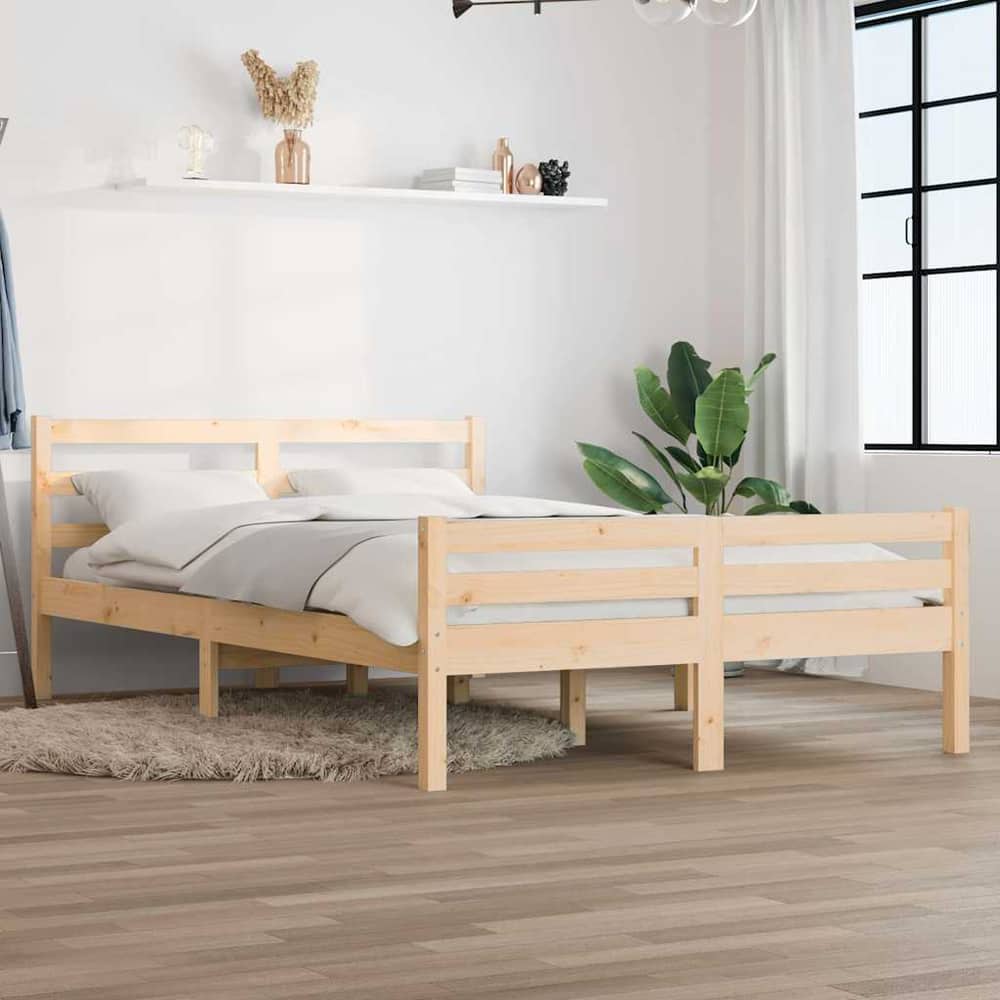 Bed Frame without Mattress Solid Wood Length Natural