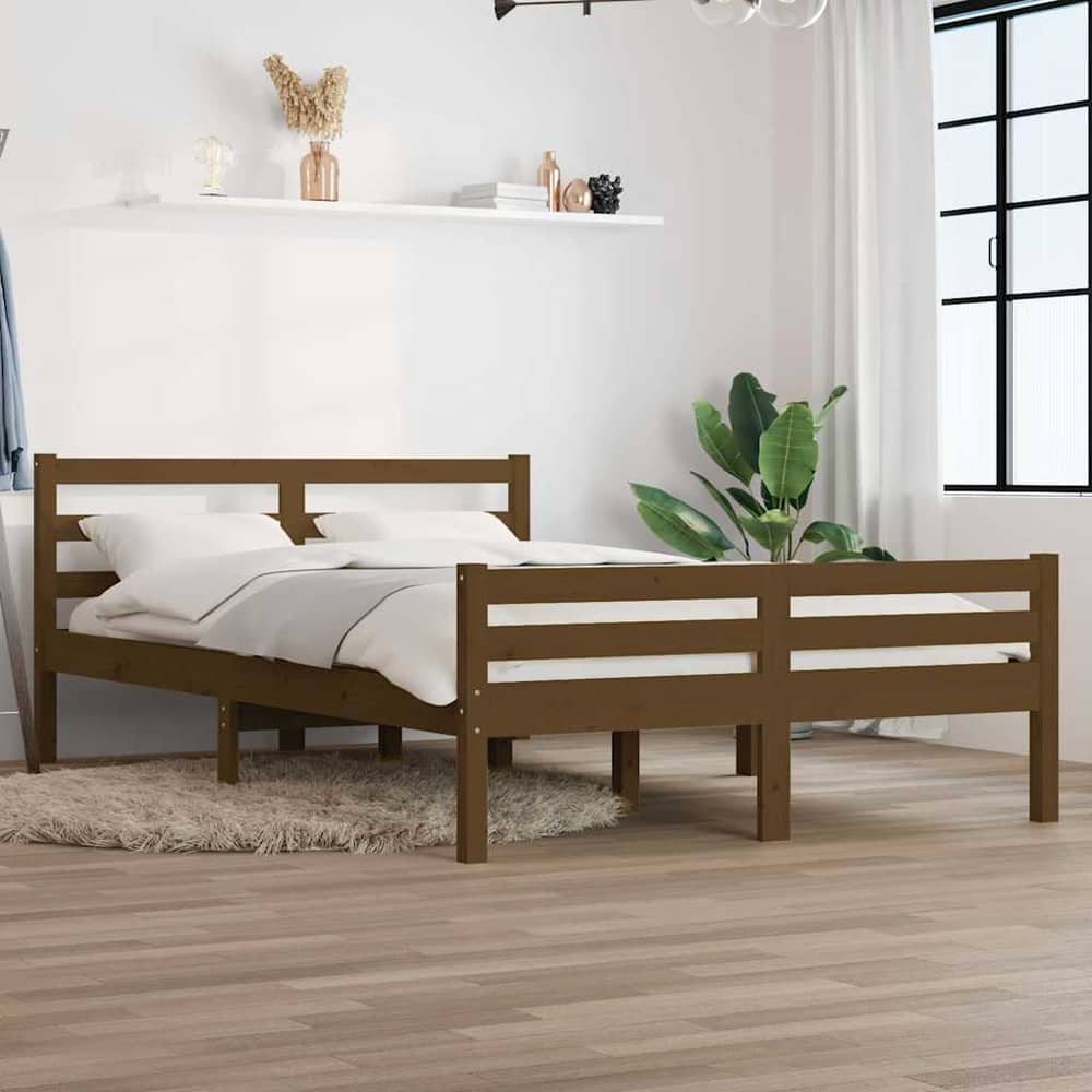 Bed Frame without Mattress Solid Wood Length Honey brown