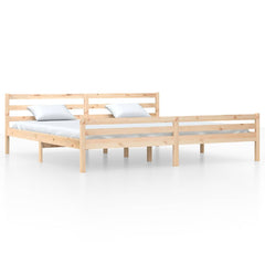 vidaXL Bed Frame | Natural wood | Solid pine wood | 200x200 cm | Bed Frame 2