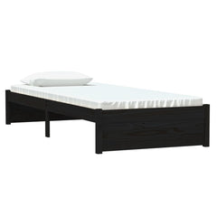vidaXL Bed Frame without Mattress Black Solid Wood 75x190 cm 3