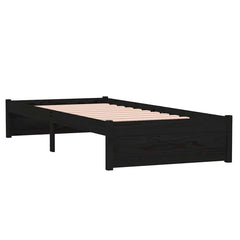 vidaXL Bed Frame without Mattress Black Solid Wood 75x190 cm 4