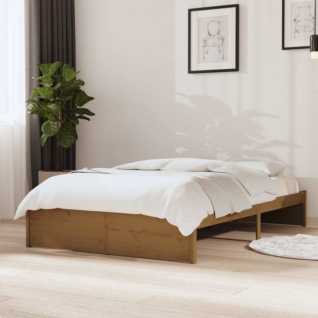 vidaXL Bed Frame without Mattress Honey Brown Solid Wood 120x190 cm 1