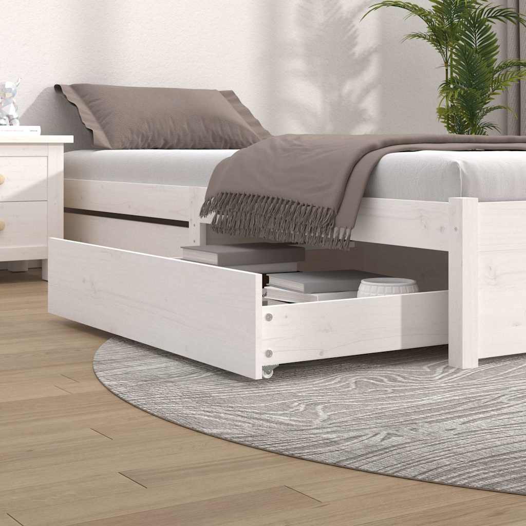 vidaXL Bed Drawer | White | Solid pine wood | Standard 1