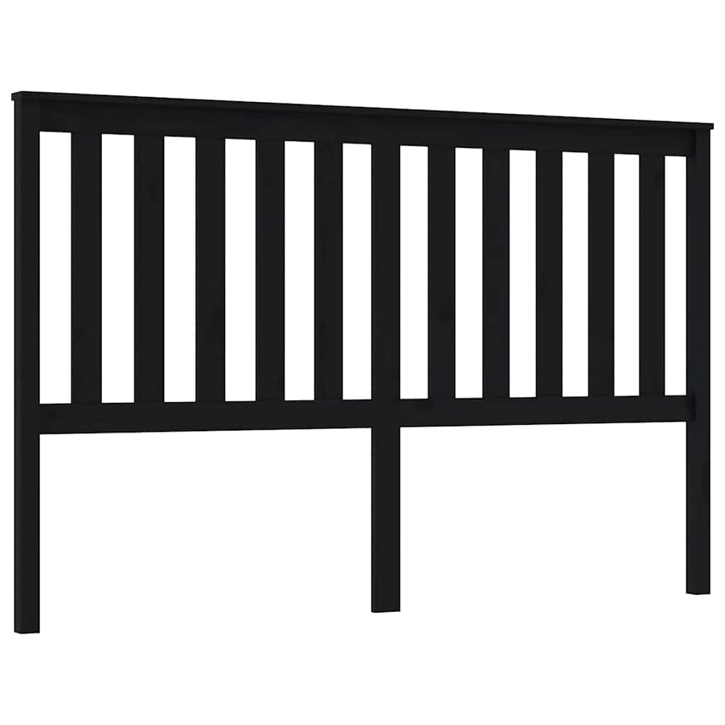 vidaXL Bed Headboard | Black | Solid Pine Wood | 166 cm | Modern | Bed Headboard 2